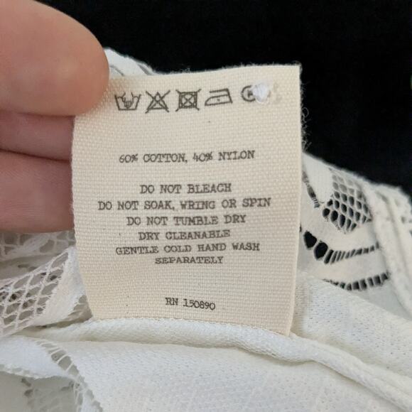 Spell Crochet Clover Lace Top Cream S Boho Hippie Floral Bell Flare Sheer Blouse - Picture 12 of 12